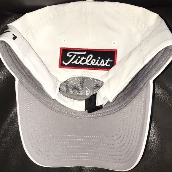 NWOT New Titleist Tour White Poly/Spandex Performance FJ ProV1 Golf Hat Cap Wash - Picture 7 of 8